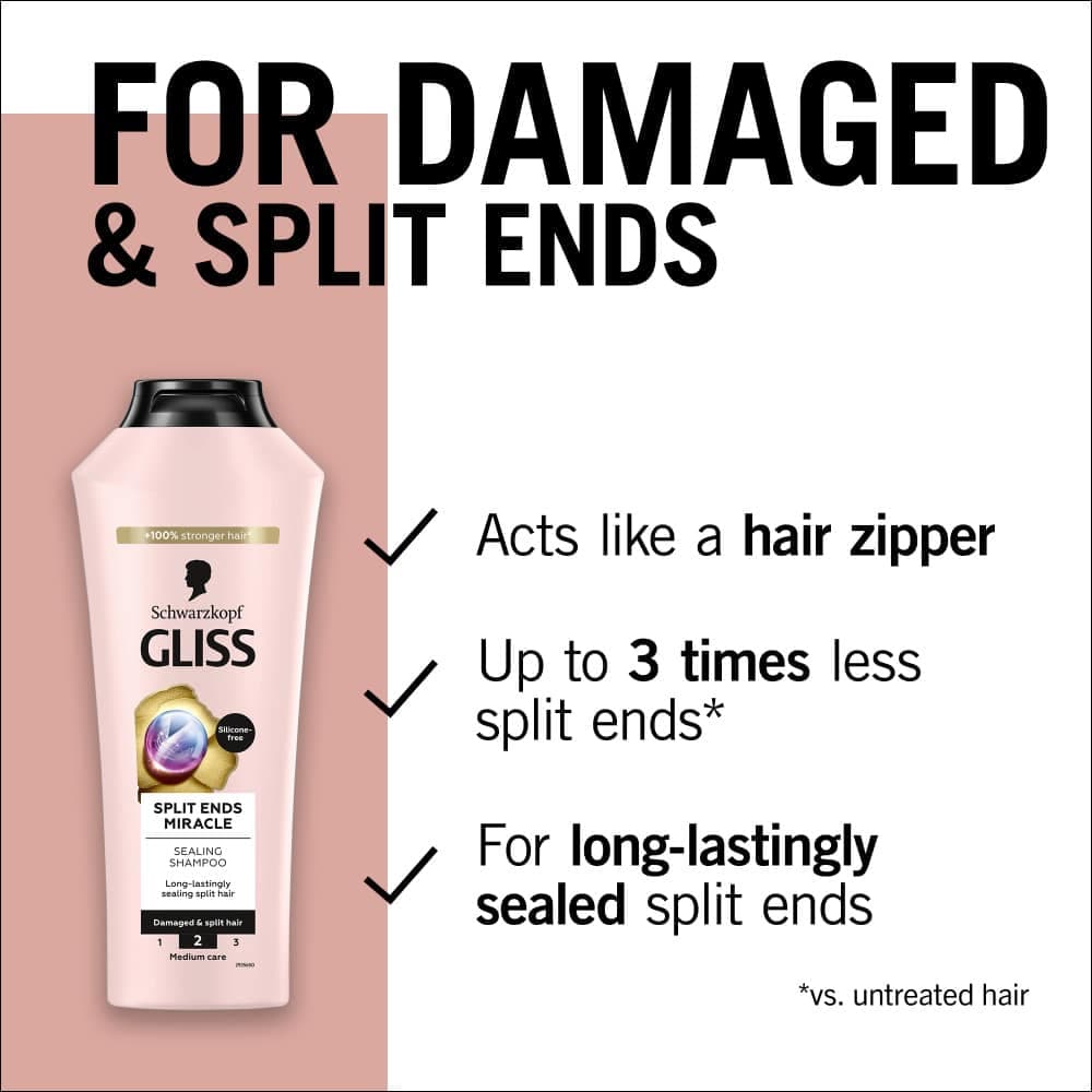 شامپو گلیس مدل SPLIT HAIR MIRACLE ضد موخوره حجم 500 میل — تصویر ۷