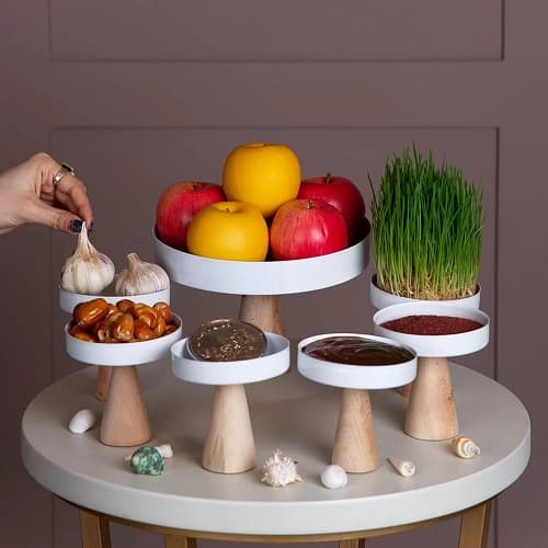 هفت سین فلزی پایه چوبی
