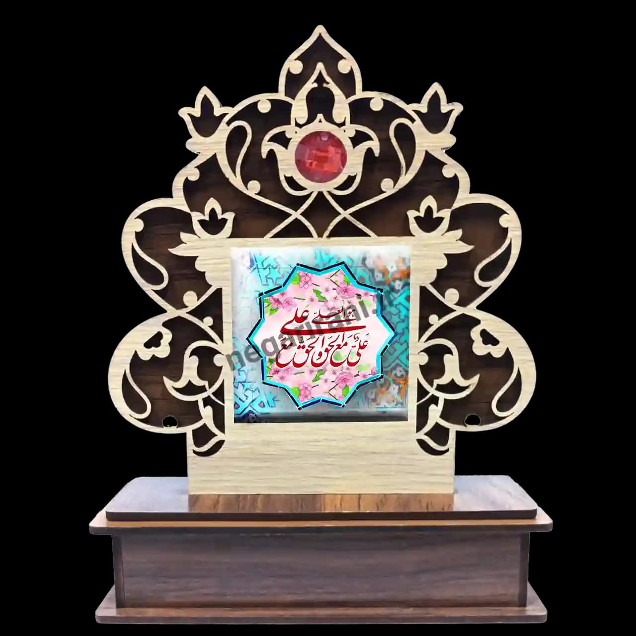 تندیس کاشی گلدار علی مع الحق و الحق مع علی 2D 154 — تصویر ۲