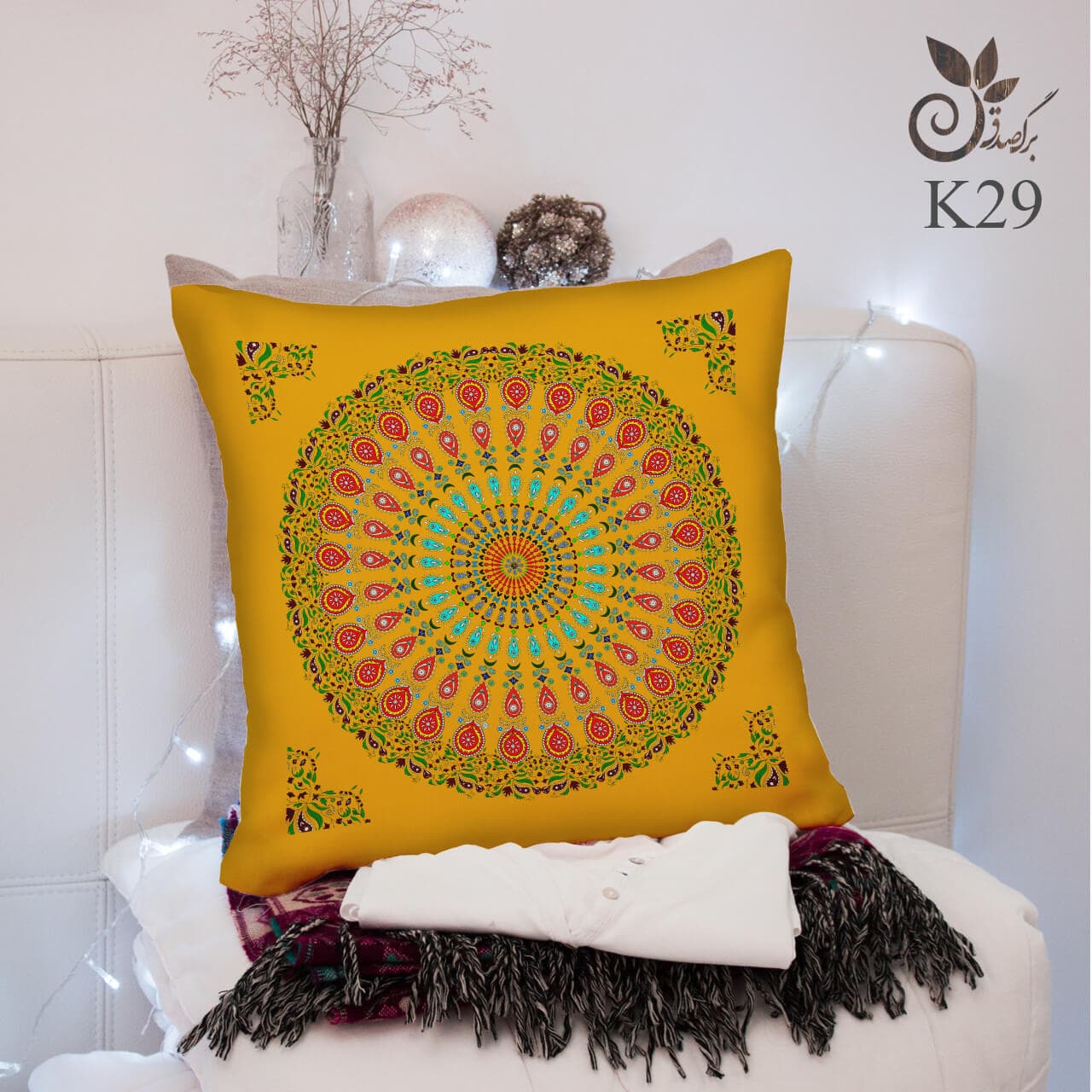 کوسن مخمل طرح ماندالا کد 29