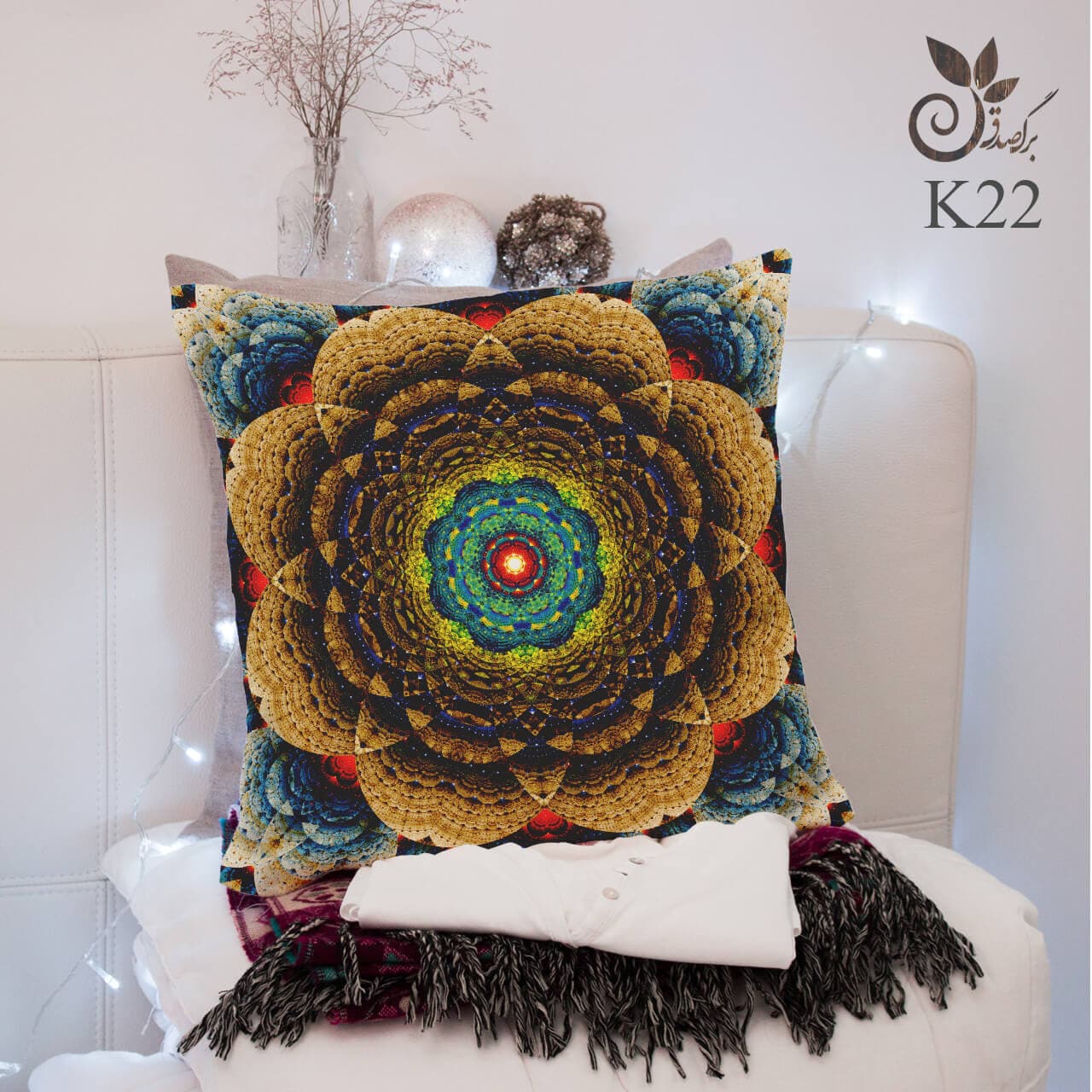 کوسن مخمل طرح ماندالا کد 22