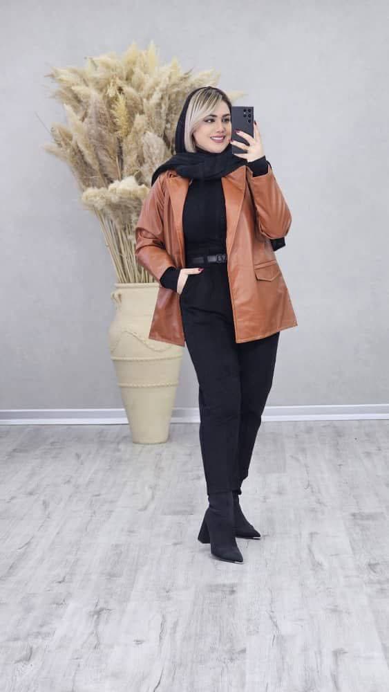 مانتو چرم آستر دار زنانه