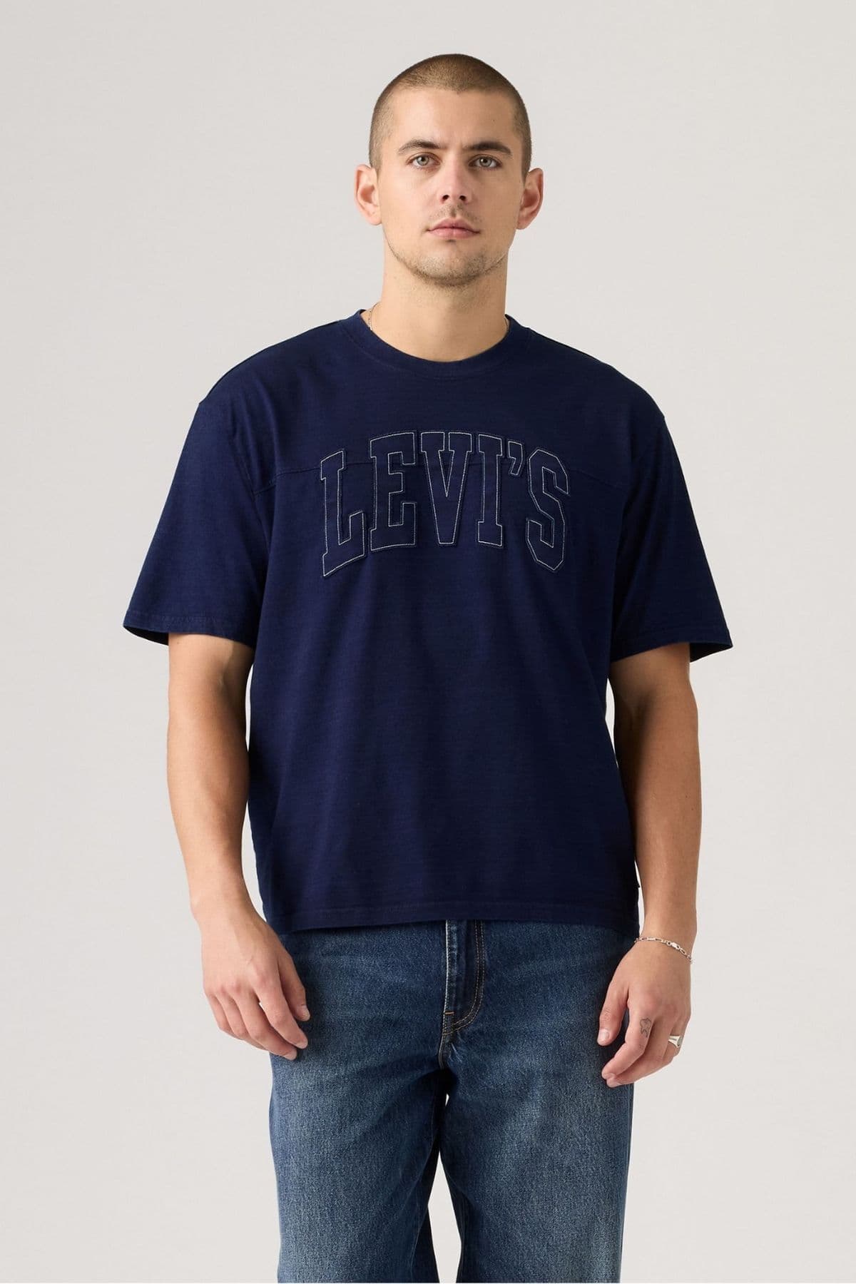تی شرت لیوایز مردانه پاموک آبی سرمه ای طرح دار Relaxed/ریلکس Daily/روزانه | Levi’s 003QV-0002 PK