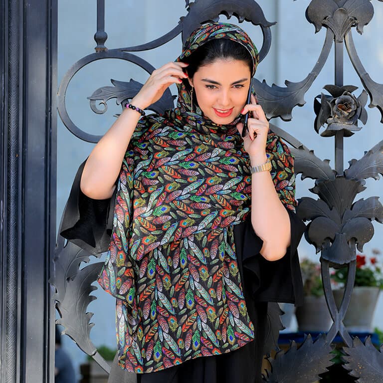 شال نخی طرح پر کد 07