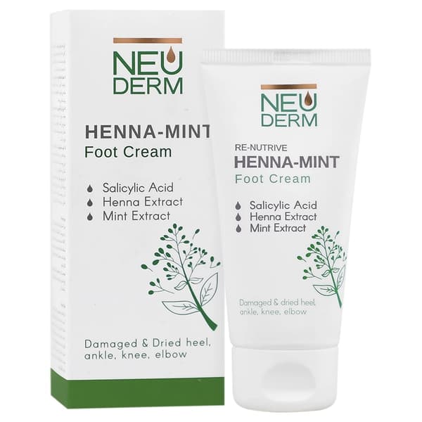 کرم ترک پا نئودرم مدل Henna-Mint با عصاره حنا و نعناع، ترمیم‌کننده، نرم‌کننده، مغذی و لطافت‌بخش پوست، حجم 50 میلی‌لیتر