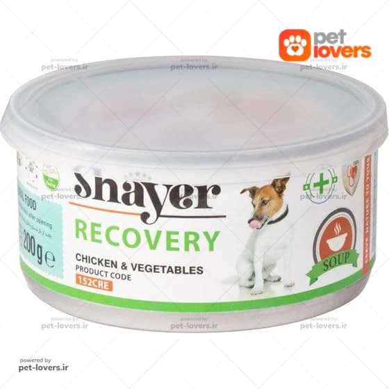 کنسرو سوپ ريکاوري سگ طعم مرغ و سبزيجات شاير Shayer وزن 200 گرم