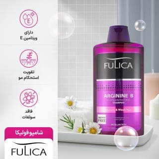 شامپو تقویت‌کننده مو فولیکا مخصوص موهای شکننده و آسیب‌دیده، حجم 400 گرم مدل Arginine B، حاوی ویتامین‌های B6 و B3، بدون سولفات، نرم‌کننده، مرطوب‌کننده، لطافت‌بخش، محکم‌کننده، با عصاره‌های سیر و چای سبز — تصویر ۲