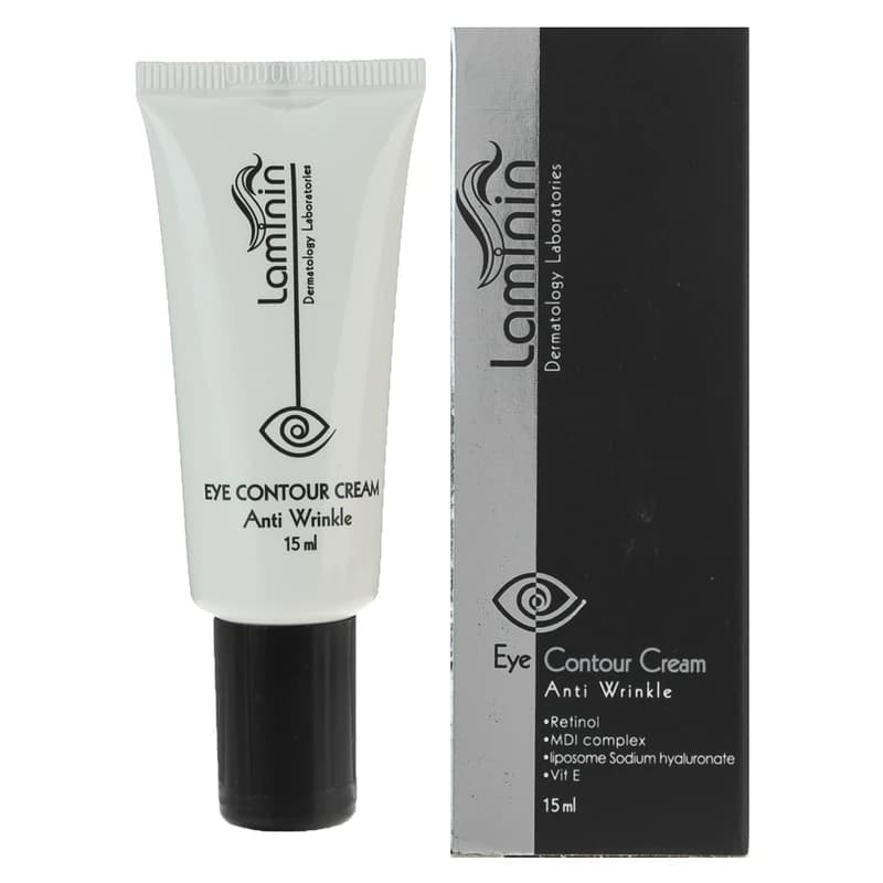 کرم دور چشم لامینین مدل Anti Wrinkle، مرطوبکننده، محو کننده چروک و تیرگی، حاوی رتینول، ویتامین E، هیالورونیک اسید و MDI کمپلکس، حجم 15 میلیلیتر