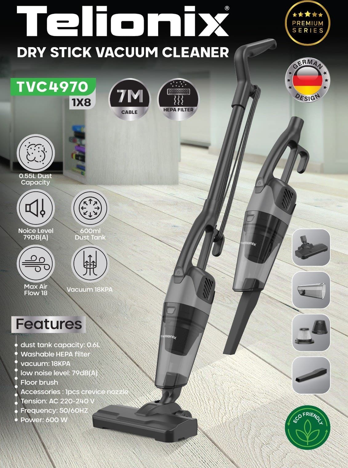 جارو عصایی تلونیکس مدل TVC4970