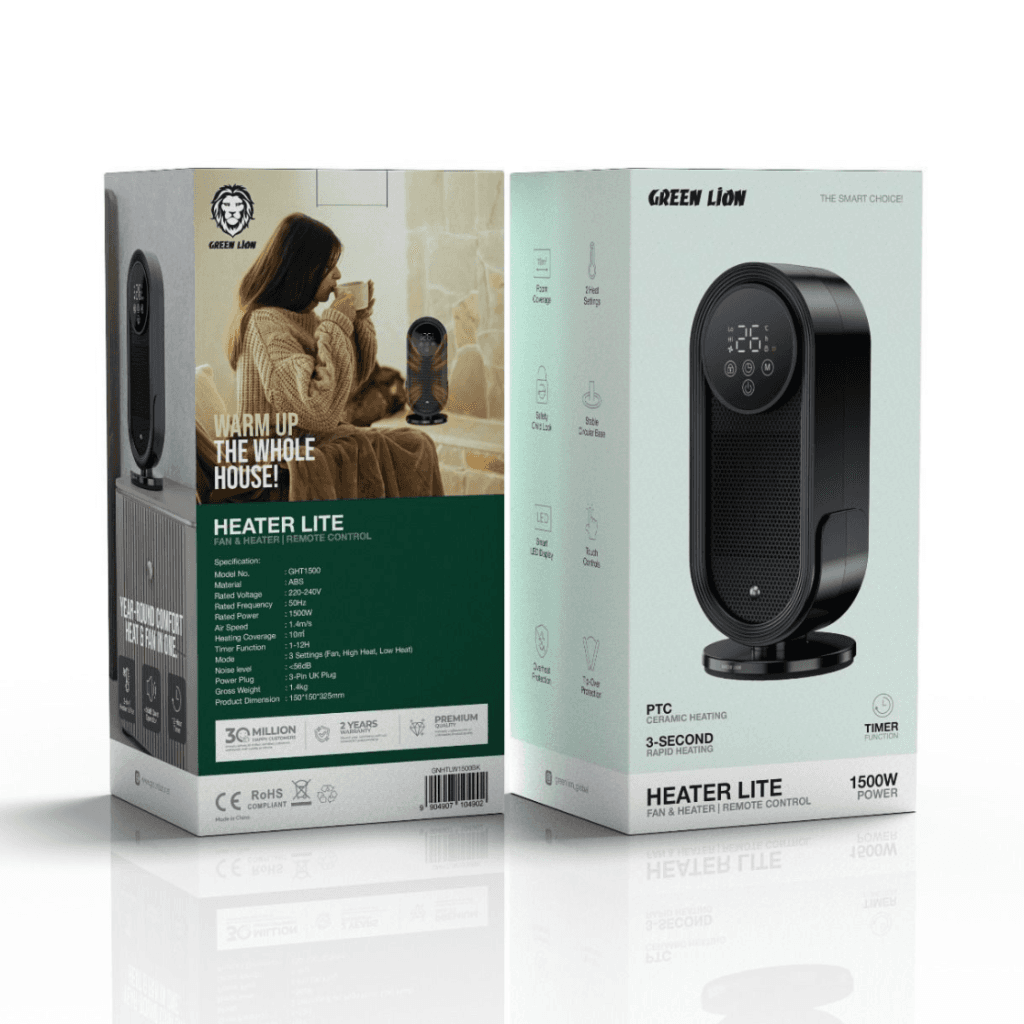 بخاری رومیزی فن دار گرین لاین مدل Green Lion Heater Lite GHT1500 — تصویر ۳
