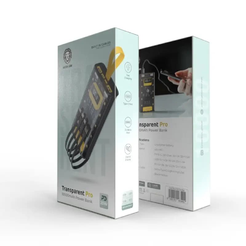پاوربانک شفاف گرین لاین مدل Transparent Pro 10000mAh — تصویر ۳