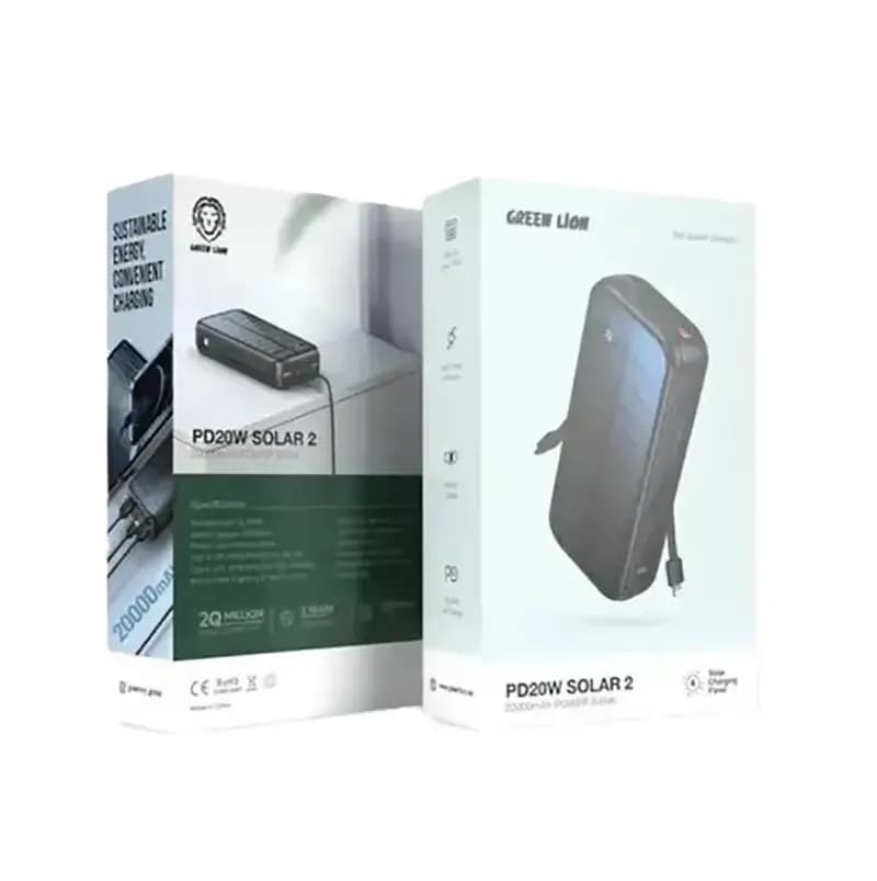 پاوربانک 20000 میلی آمپر Green Lion مدل PD20W Solar 2