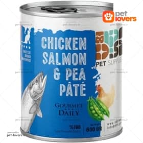 کنسرو مخصوص گربه بالغ طعم پته گوشت مرغ و سالمون و نخودفرنگی DPS وزن 800 گرم