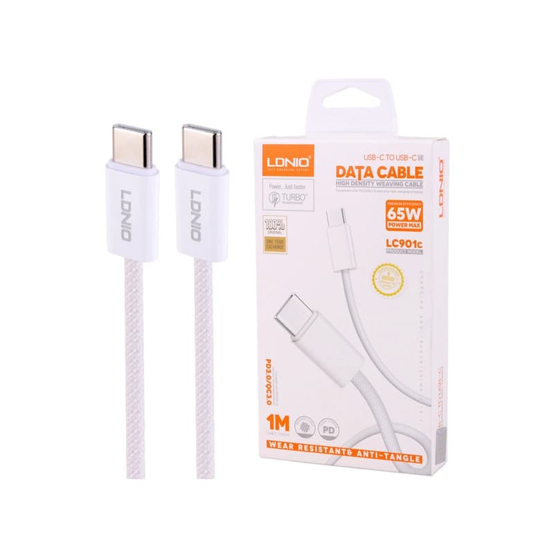 کابل شارژ دوسر تایپ سی LDNIO LC901 C-C 1M