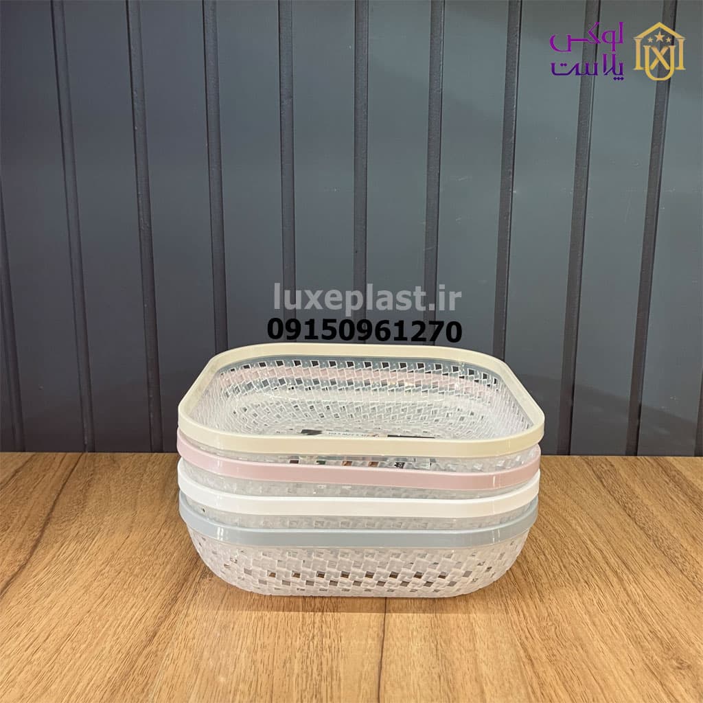 سبد نان و سبزی بزرگ طرح بافت لیمون 2142 — تصویر ۴