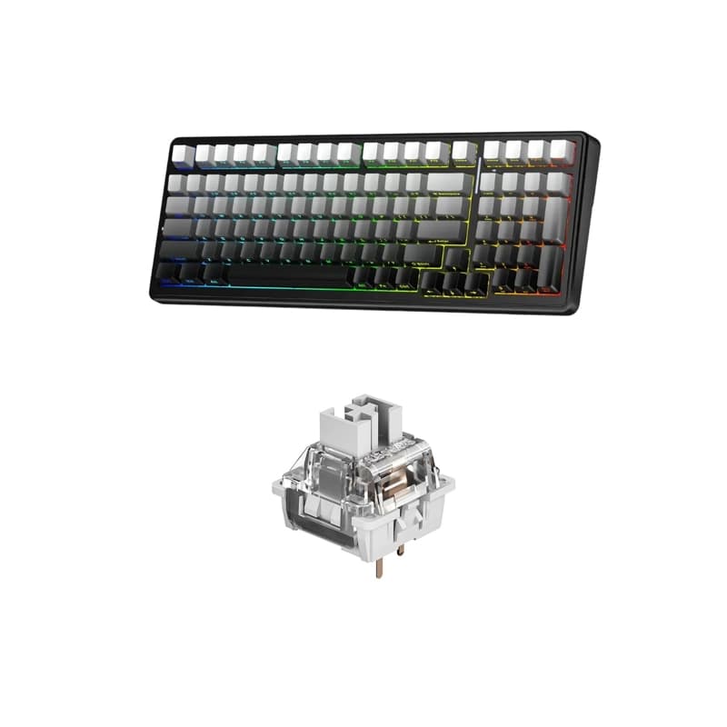کیبورد بی سیم گیمینگ AULA F99 GRADIENT GREY GRAY WOOD SWITCH V3