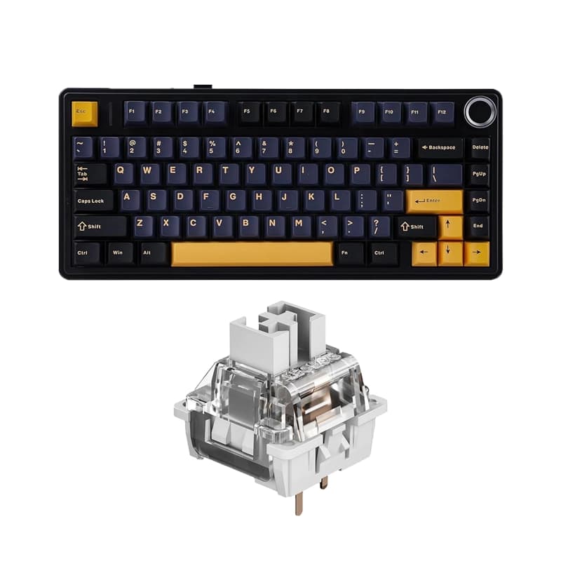 کیبورد بی سیم گیمینگ AULA F75 THUNDER BLACK GRAY WOOD SWITCH V3