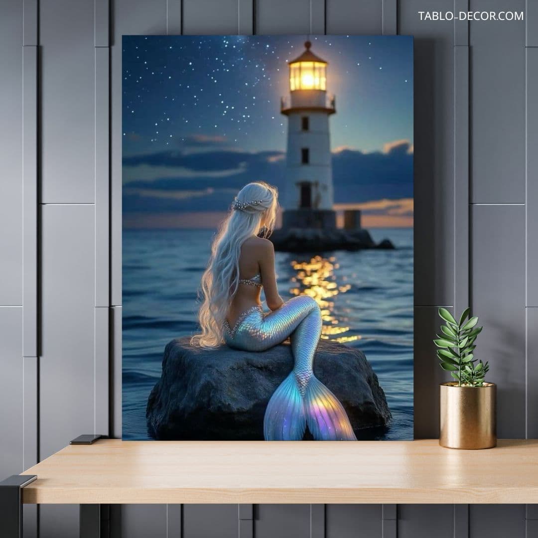 تابلو پری دریایی روی سنگ Mermaid on the rock