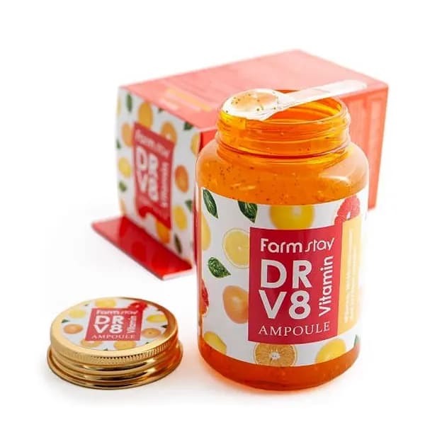 آمپول روشن کننده و ضد چروک حاوی ویتامین Dr V8 فارم استی حجم 250 میلی لیتر — تصویر ۴