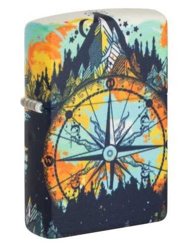 فندک زیپو طرح قطب نما شبرنگ Zippo 49805 (COMPASS DESIGN)