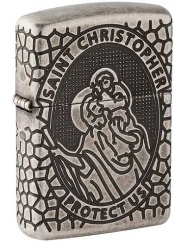 فندک زیپو نقره آرمورکیس سنت کریستوفر Zippo 49160 (ST CHRISTOPHER MEDAL)