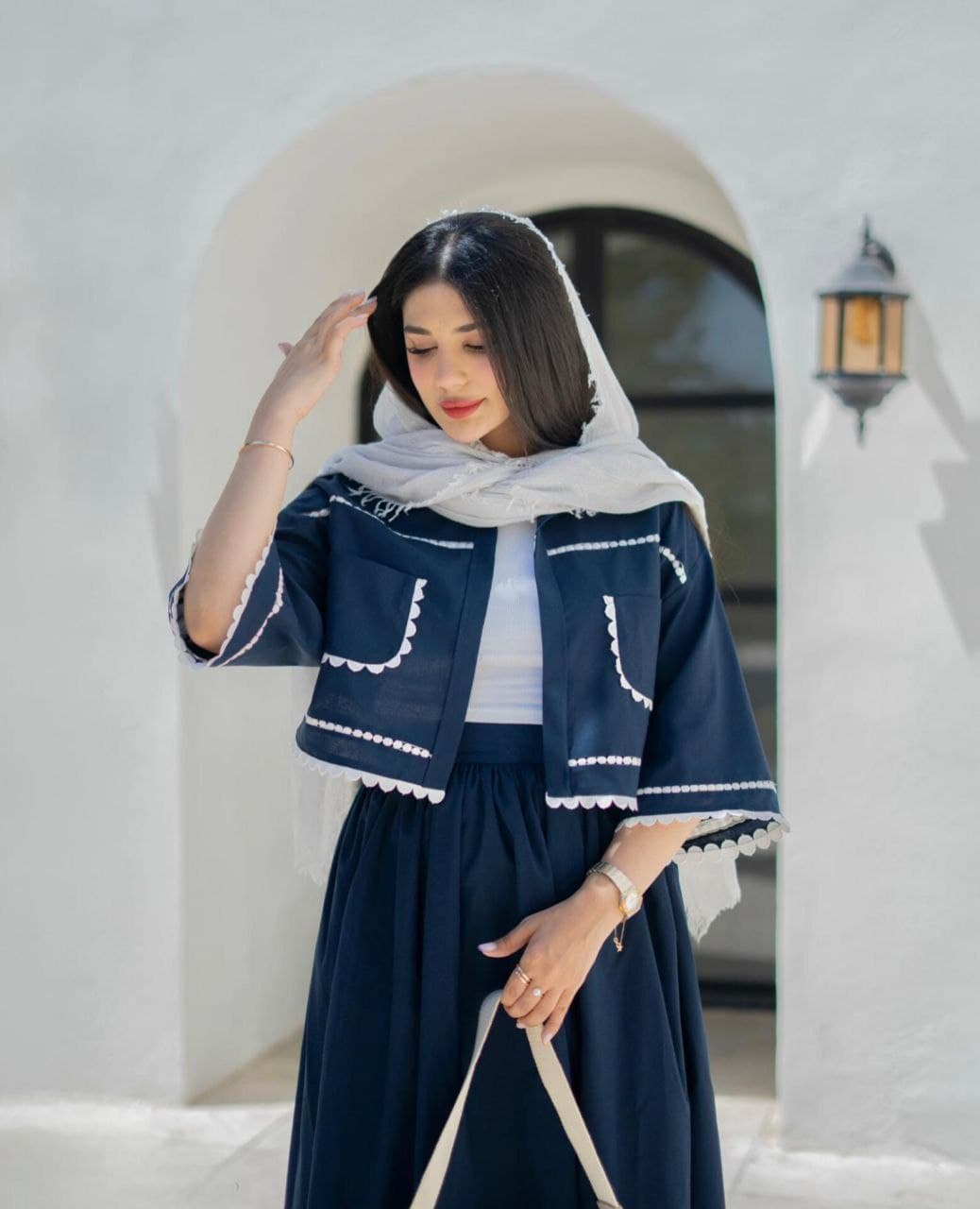 ست کت کراپ و دامن لینن زنانه