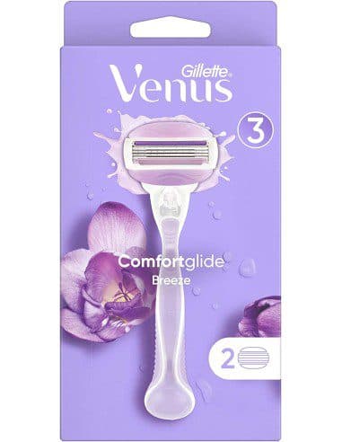 دسته تیغ اصلاح ونوس کامفورت گلاید بریز 3لبه+2تیغ یدک ژیلت Gillette Venus Comfort Glide Breeze Shaving Blade