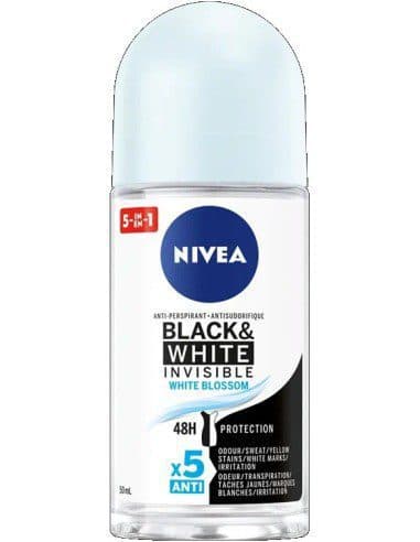 رول ضد تعریق زنانه بلک اند وایت اینویزیبل با رایحه شکوفه های سفید نیوآ Nivea Black & White Invisible White Blossom Roll On