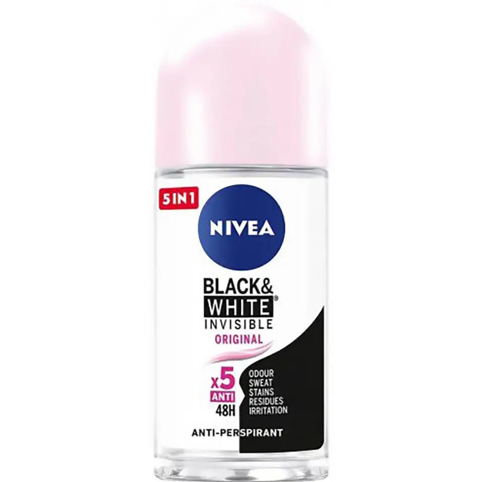رول ضد تعریق زنانه بلک اند وایت اینویزیبل اوریجینال نیوآ 50میل Nivea Black & White Invisible Original Roll On