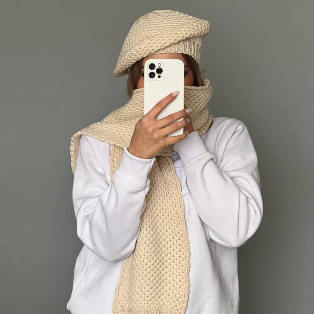 شال و کلاه بافت برت فرانسوی کد 8383 (هر عدد 210/000 تومان) — تصویر ۳