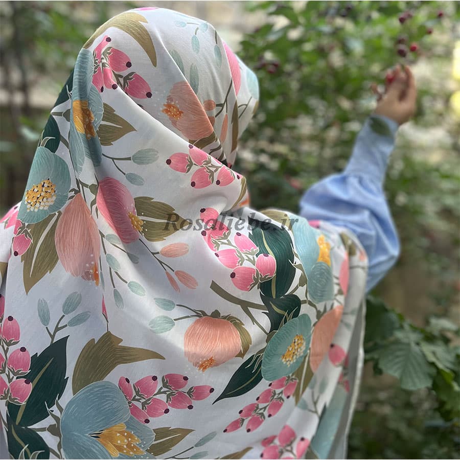 روسری نخی گلبهار آبی