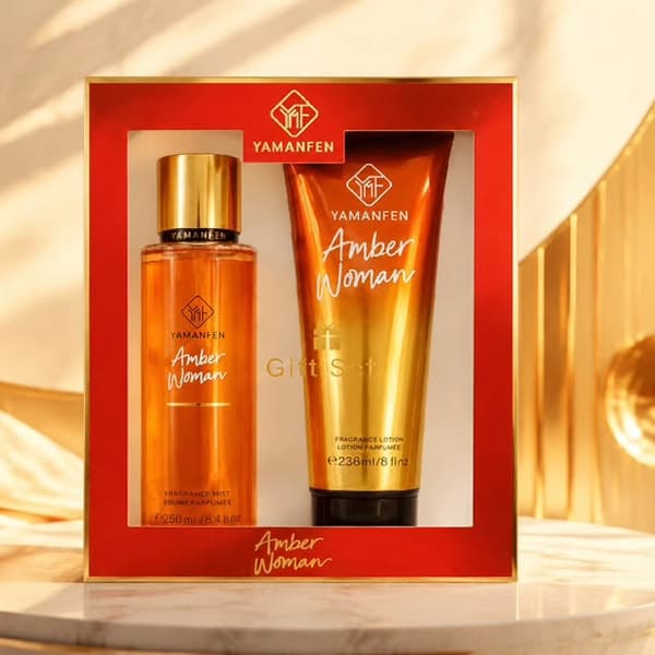 ست هدیه بادی اسپلش و لوسیون بدن یامانفن مدل Amber Woman — تصویر ۴
