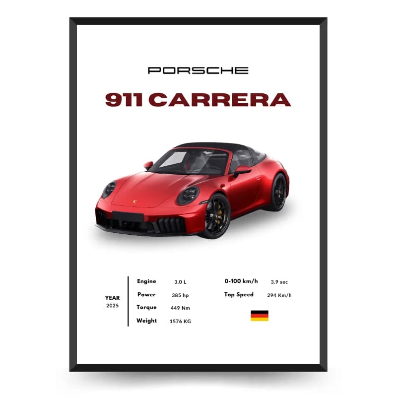تابلو دکوراتیو ماشین مدل پورشه 911 Carrera