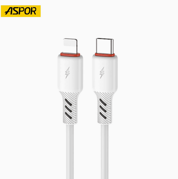 کابل TYPE-C به لایتنینگ ASPOR سیلیکونی یک متری مدل AC-61 اورجینال