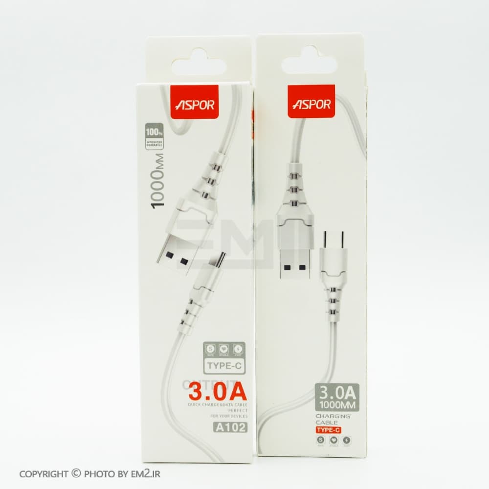 کابل Typec یک متری Aspor مدل A102 فست اورجینال