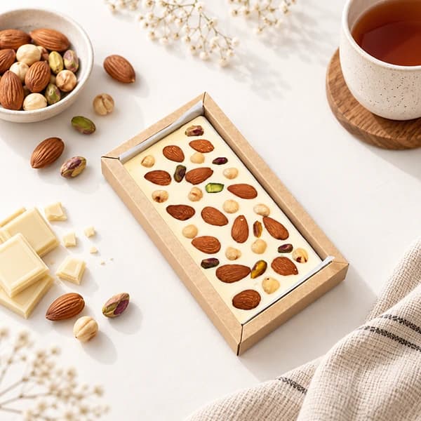 شکلات تخته ای دست ساز مغز دار سفید — تصویر ۴