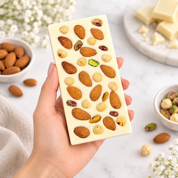 شکلات تخته ای دست ساز مغز دار سفید
