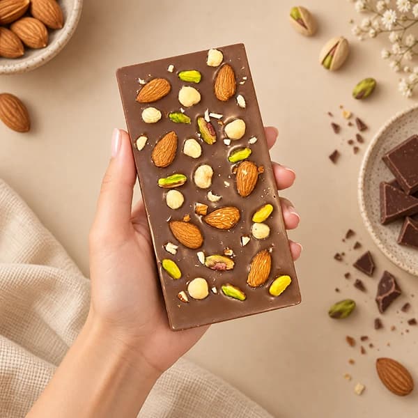شکلات تخته ای دست ساز مغز دار شیری