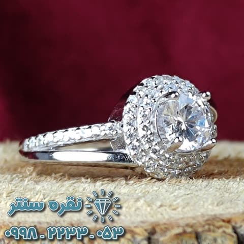 انگشتر زنانه تک نگین رودیوم