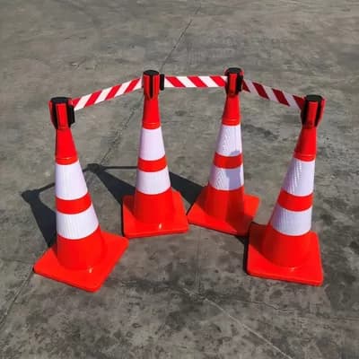 کمربند کشویی مخروط ترافیکی متصل به نوار مخصوص خطر