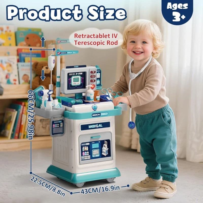 میز دکتری بچهگانه 37 قطعه HELLO DOCTOR مدل 205-008 | اسباب بازی آموزشی پزشکی چرخدار برای کودکان — تصویر ۸