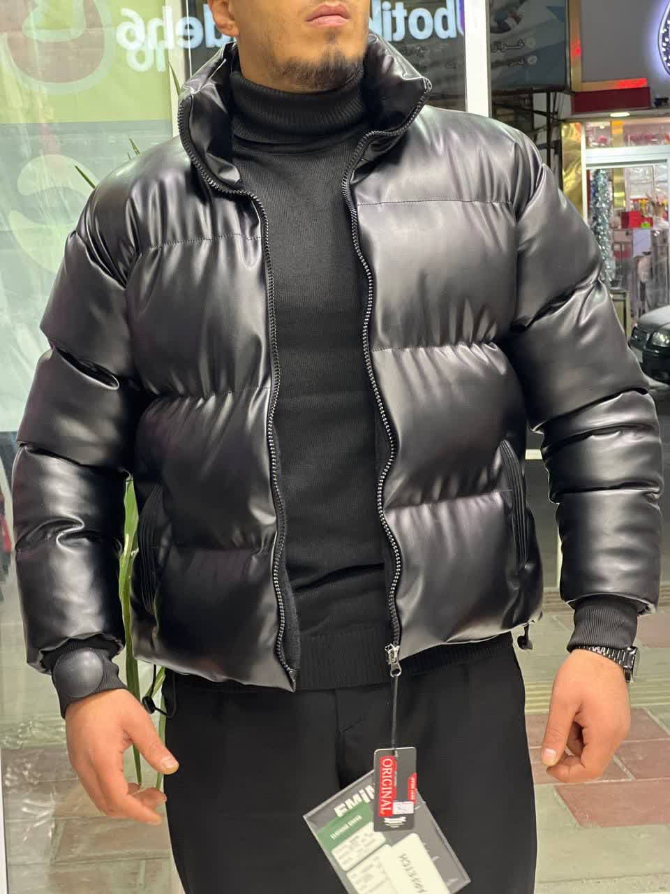 کاپشن چرم باکسی — تصویر ۵