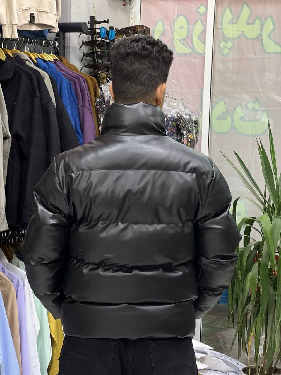 کاپشن چرم باکسی — تصویر ۲