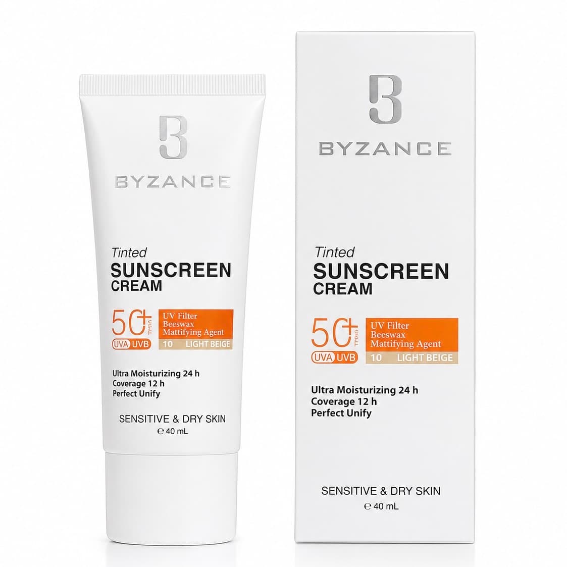 ضدآفتاب رنگی لایت بژ پوست خشک و حساس بیزانس spf50+