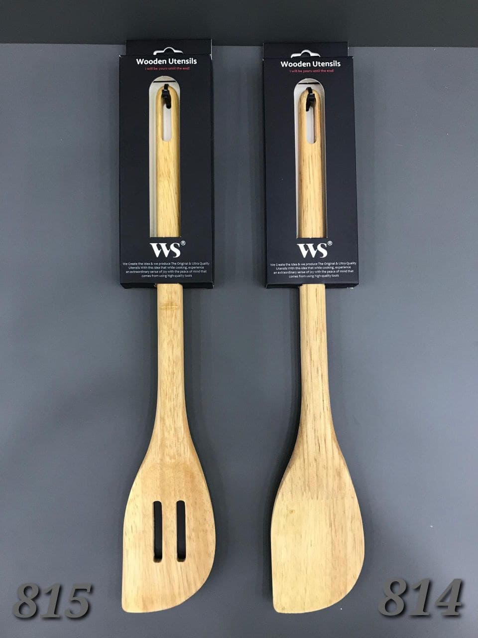 کفگیر چوبی لبه گرد ساده و شیار دار WS کد 814-815