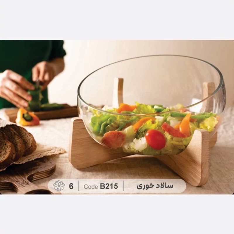 کاسه سالاد مورب چوب شیشه Blwood