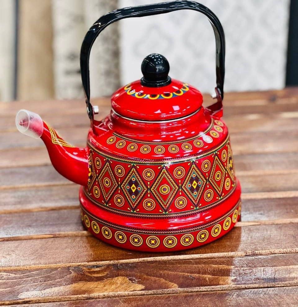 کتری لعابی رنگی طرح مراکشی ۲/۵لیتر