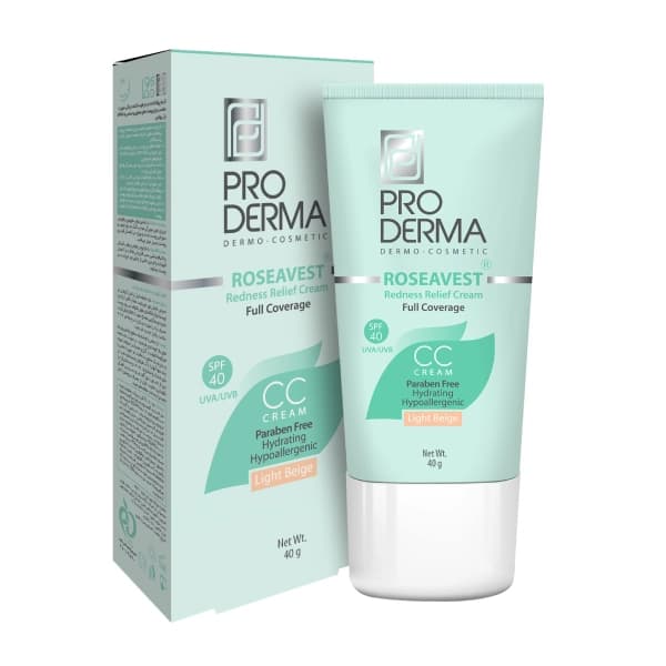 سی سی کرم پرودرما رنگ بژ روشن SPF40 مناسب پوست چرب حجم 40 میل — تصویر ۲