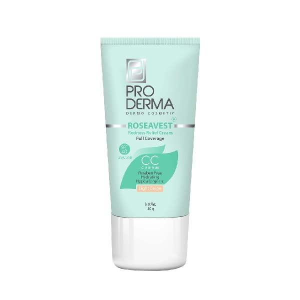 سی سی کرم پرودرما رنگ بژ روشن SPF40 مناسب پوست چرب حجم 40 میل