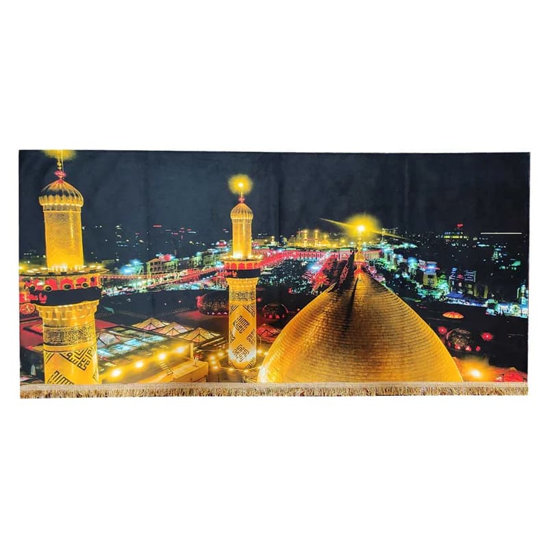 پرچم مخمل بین الحرمین (کتیبه) بین الحرمین کربلا سایز۴۵در۱۰۰(قبل ازسفارش موجودی بگیرید)